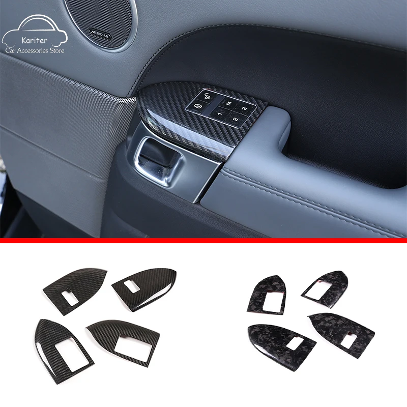 For Land Rover Range Rover Sport 2014-2018 100% Carbon Fiber Child Safety Lock Frame Cover Trim 4pcs/Set Interior Accessories