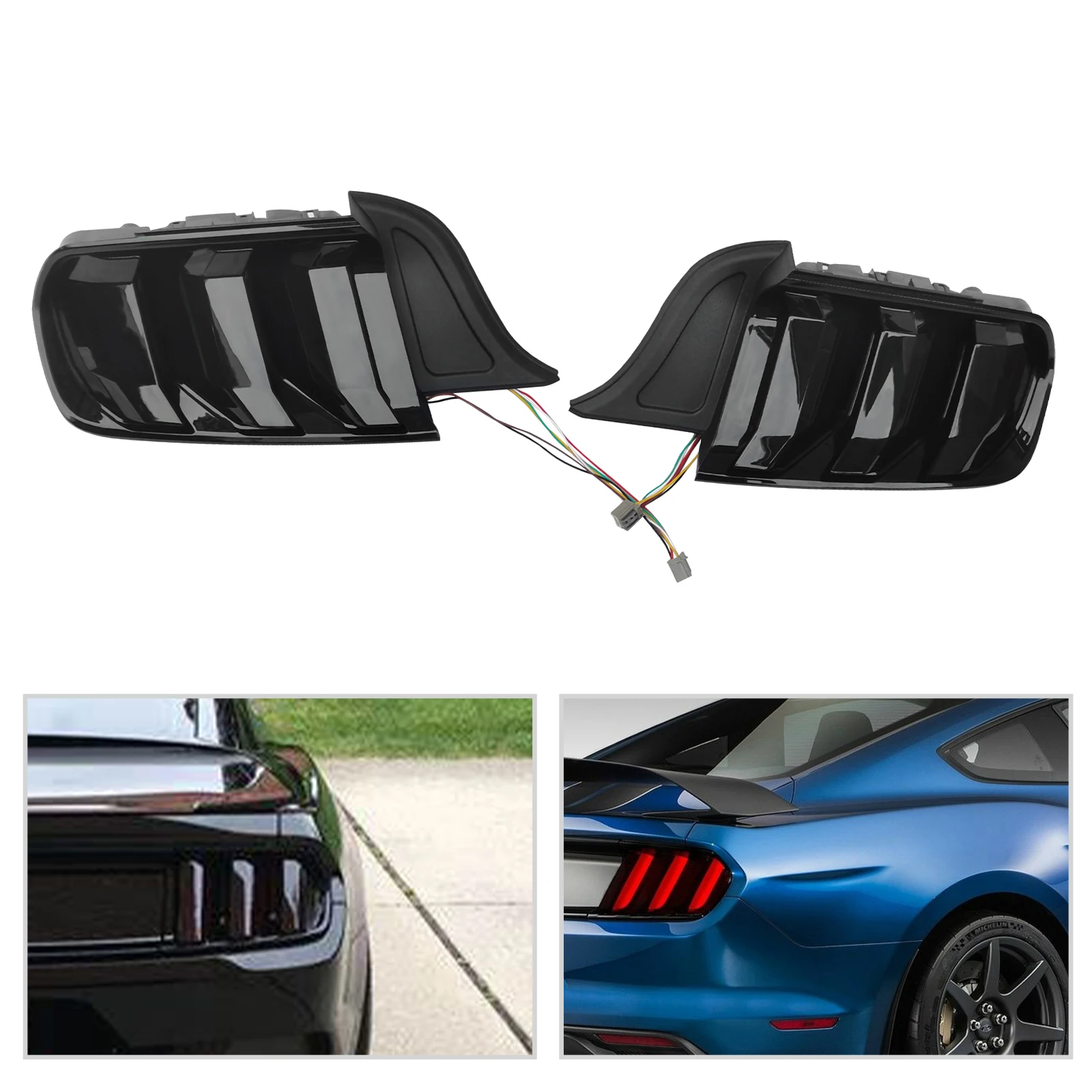 

For 2015-2022 Ford Mustang EURO Style Black Smoke LED Sequential Tail Lights