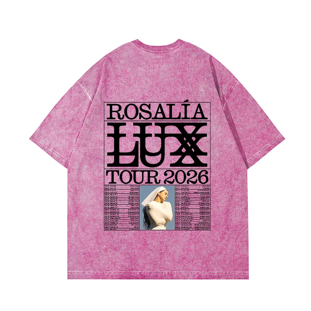 

Rosalia LUX Tour 2026 Cotton Vintage Wash Tee Shirt Crewneck Short Sleeved Round Neck T shirt graphic t shirts