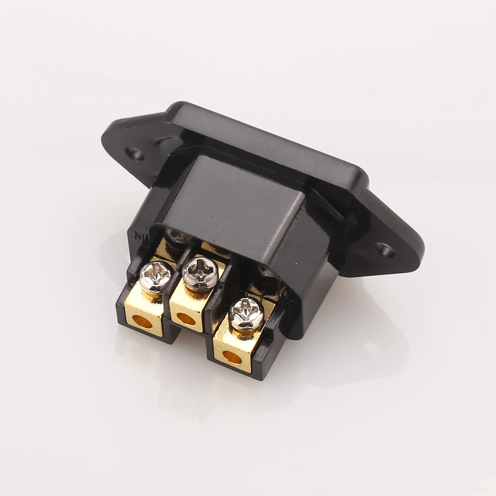 New one piece Red Copper Plated/Gold-plated/Rhodium-plated IEC Inlet Mains Power Inlet Socket IEC Inlet AC socket