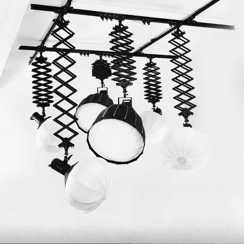 Studio ceiling ceiling ceiling rail photography light stand Hengli hinge boom live stream hanger three-color telescopic