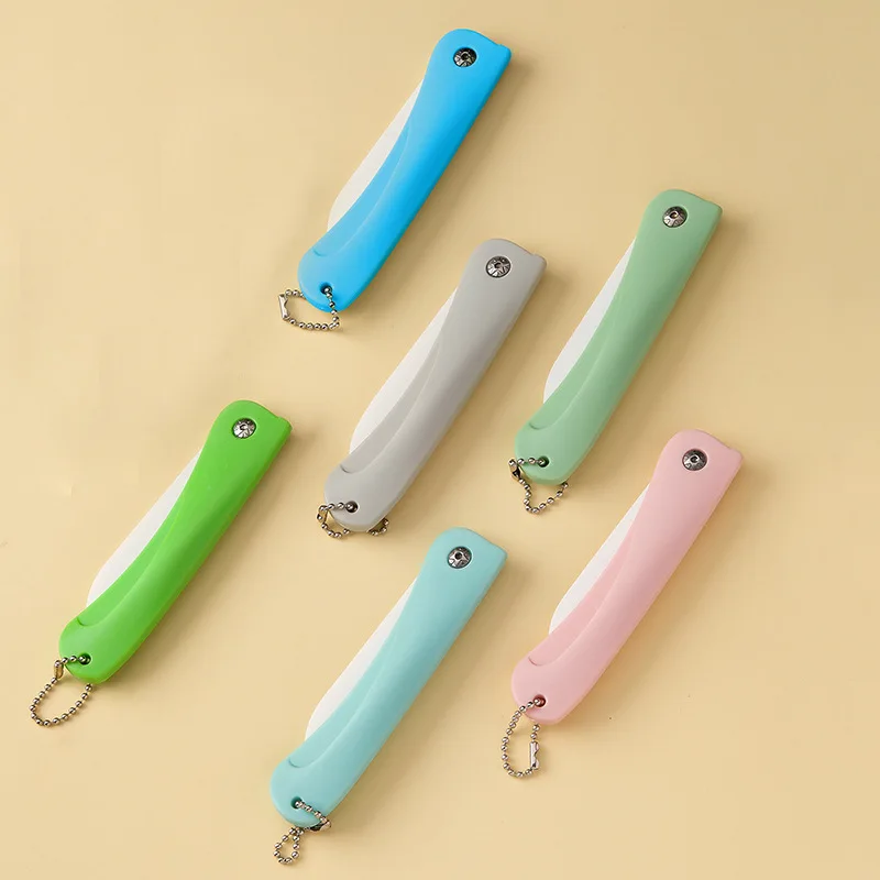 Ceramic Knife Kitchen Small Cutting Tools Portable Chain Folding Knife Multi-functional Portable Household Ceramic Fruit Knife
