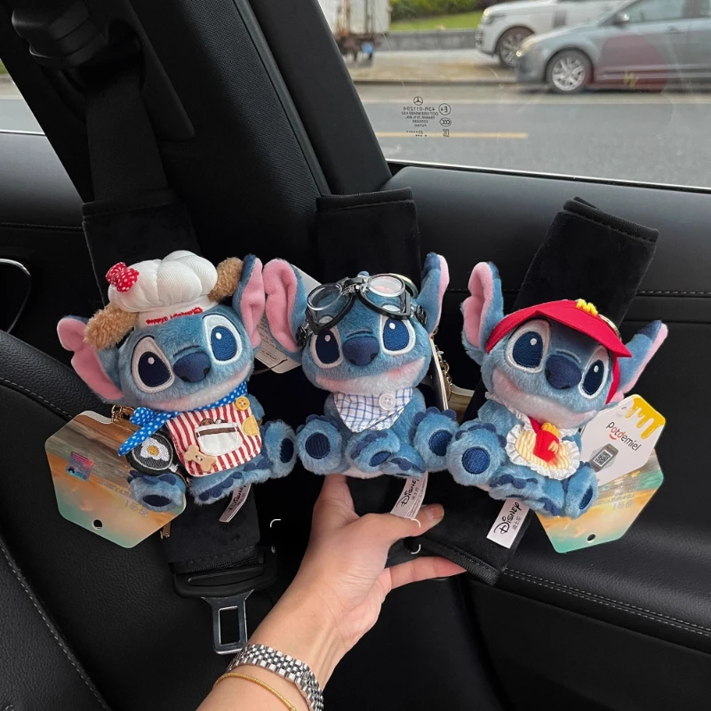 

Disney Stitch seatbelt cover Lilo & Stitch plush doll cute car accessories seat belt protective cover kawaii car decoration gift