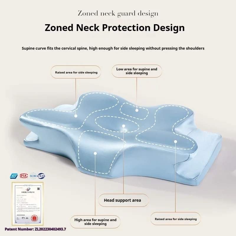 Cervical Neck Double Sided Pillow Memory Foam Ventilated Cooling Ergonomic Bed Pillow Support Contour for Stomach Sleepers