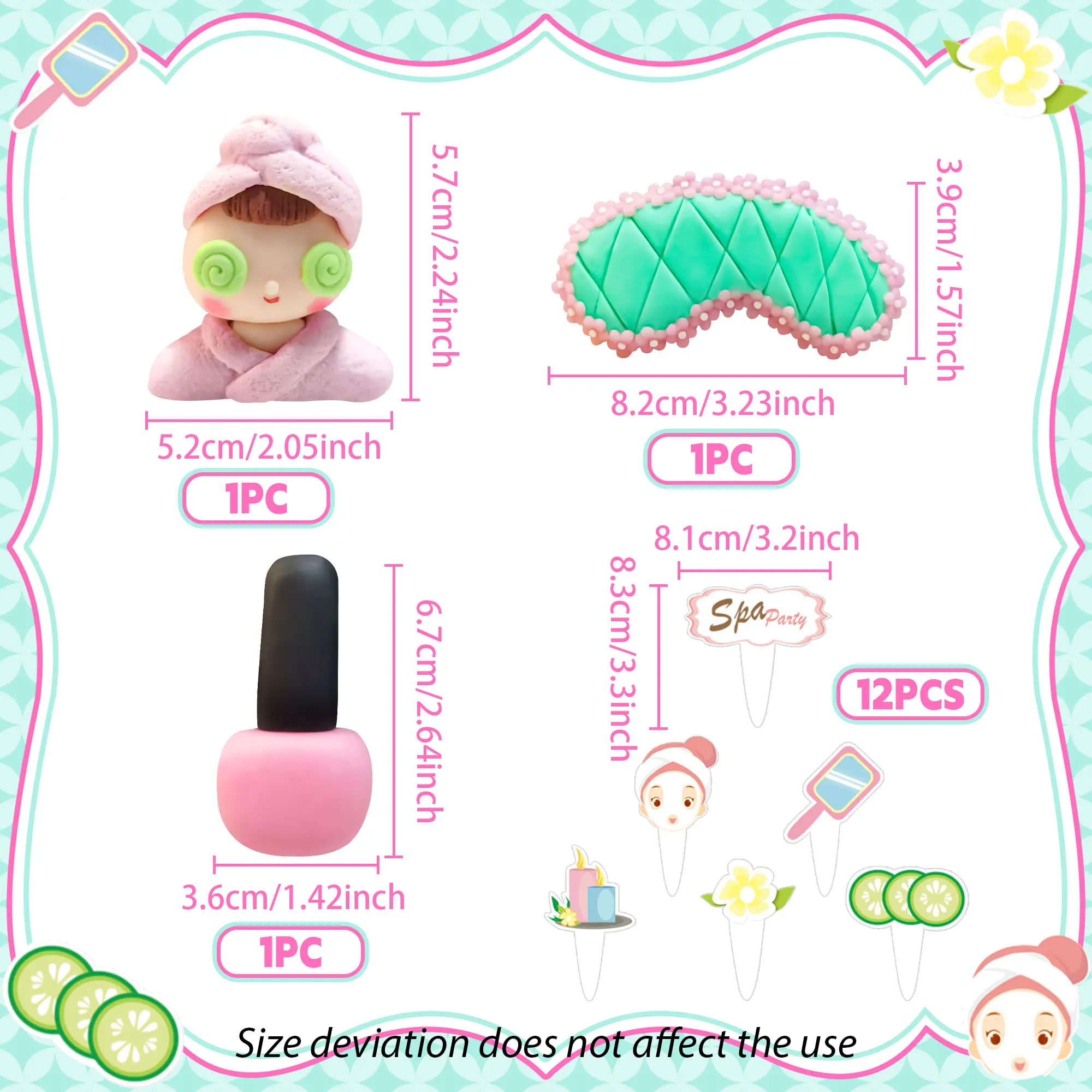 LaVenty Spa Party Cake Topper Spa Party Cake Decoration Eye Mask Cake Topper Spa Party Supplies Nail polish Cake Topper