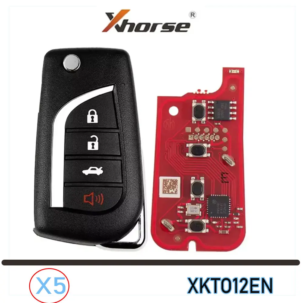 

5pcs Xhorse XKTO12EN Wire Remote Key for Toyota Style 4 Buttons 2nd Generation of XKTO10EN Car Remote Key for VVDI2 Key Tool