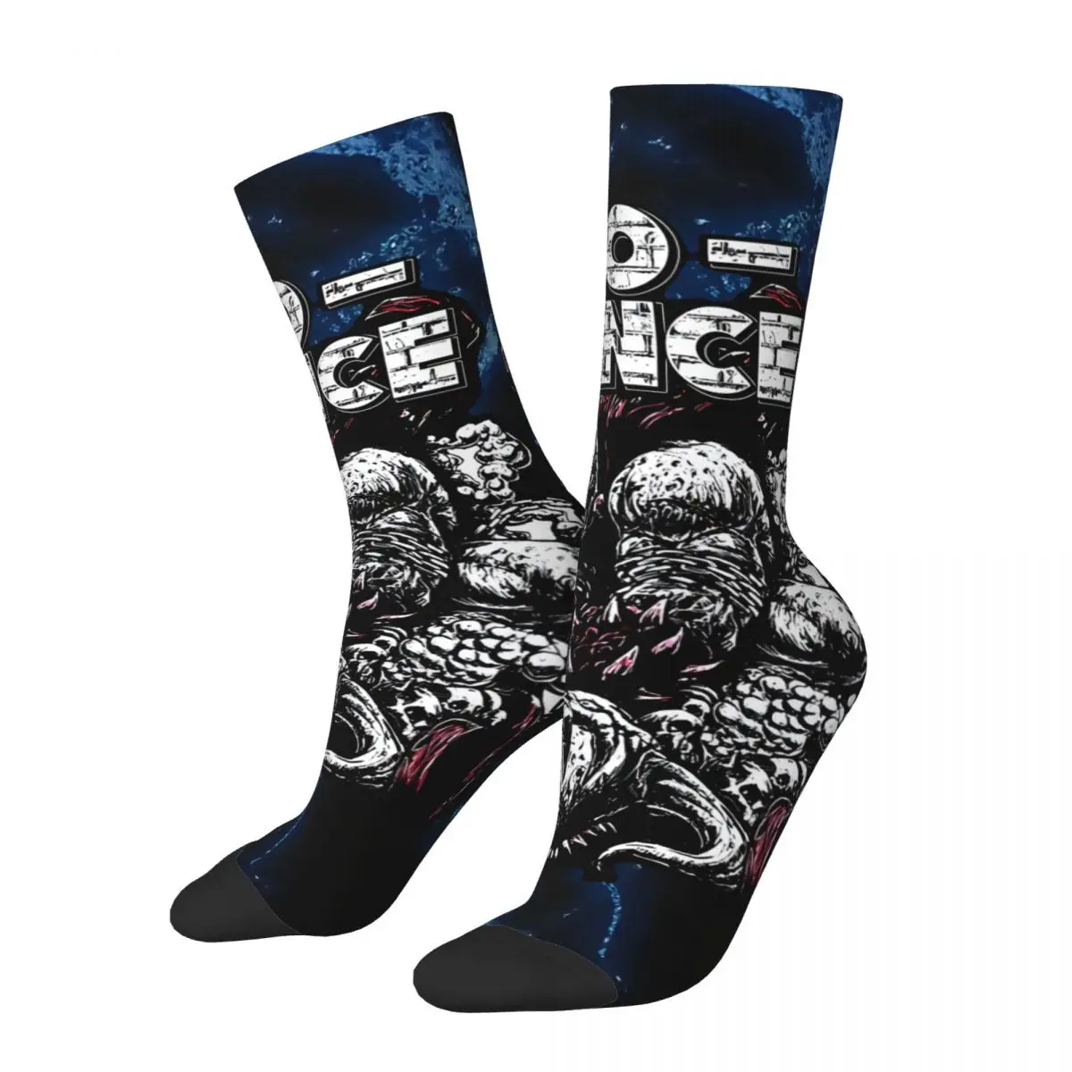 Crazy compression Harness More Aggression Release Sock for Men Vintage Vio Lence Seamless Pattern Crew Sock Casual