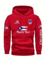 Men's Puerto Rico Flag Hoodie Casual Long Sleeve Sweatshirt Front Pocket Comfortable and Stylish for Fall/Winter
