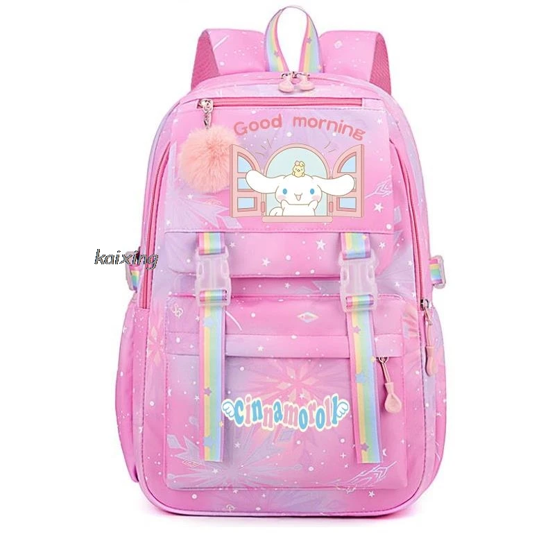 Mochila escolar Sanrio Cinnamoroll para estudiantes, mochila informal y ligera de gran capacidad con dibujos animados, bonita mochila universitaria para regreso a la escuela