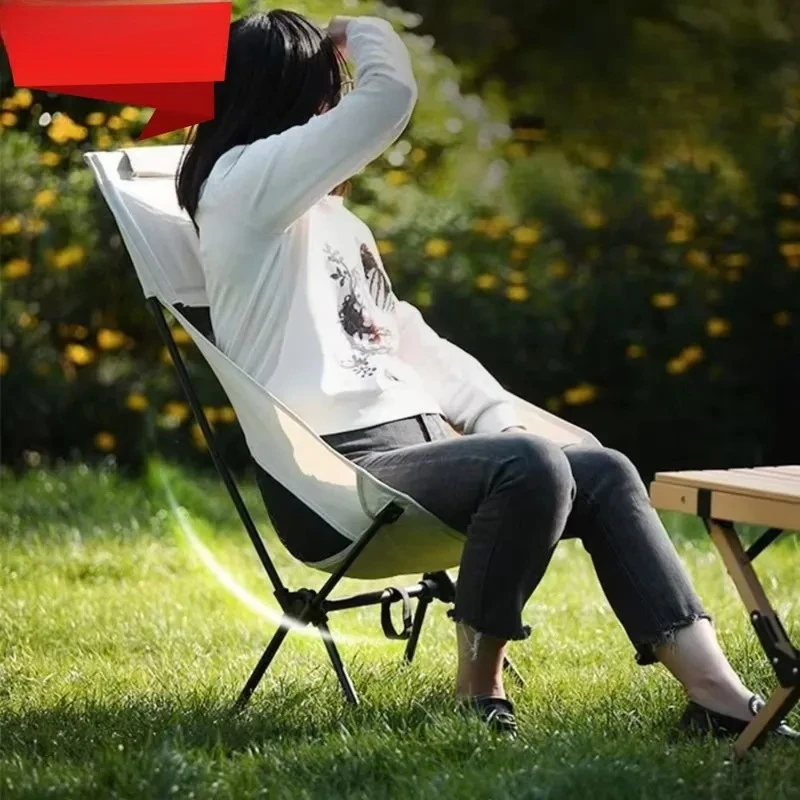 Camping Chair Folding Beach Chairs Ultralight Folding Outdoor Chair Camping Beach Fishing Moon Chair Leisure Travel Furniture