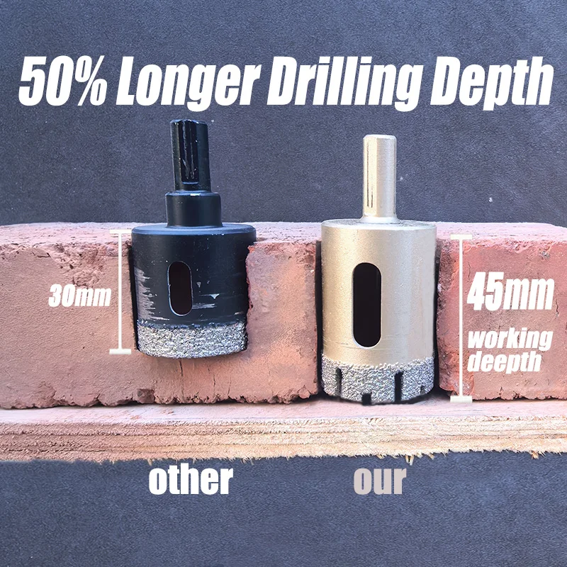 Brazed Diamond Core Dry Drill Bit 18-75mm Triangle Shank Hole Saw Cutter For Ceramic Tile Granite Marble Stone Hole Opener Tools