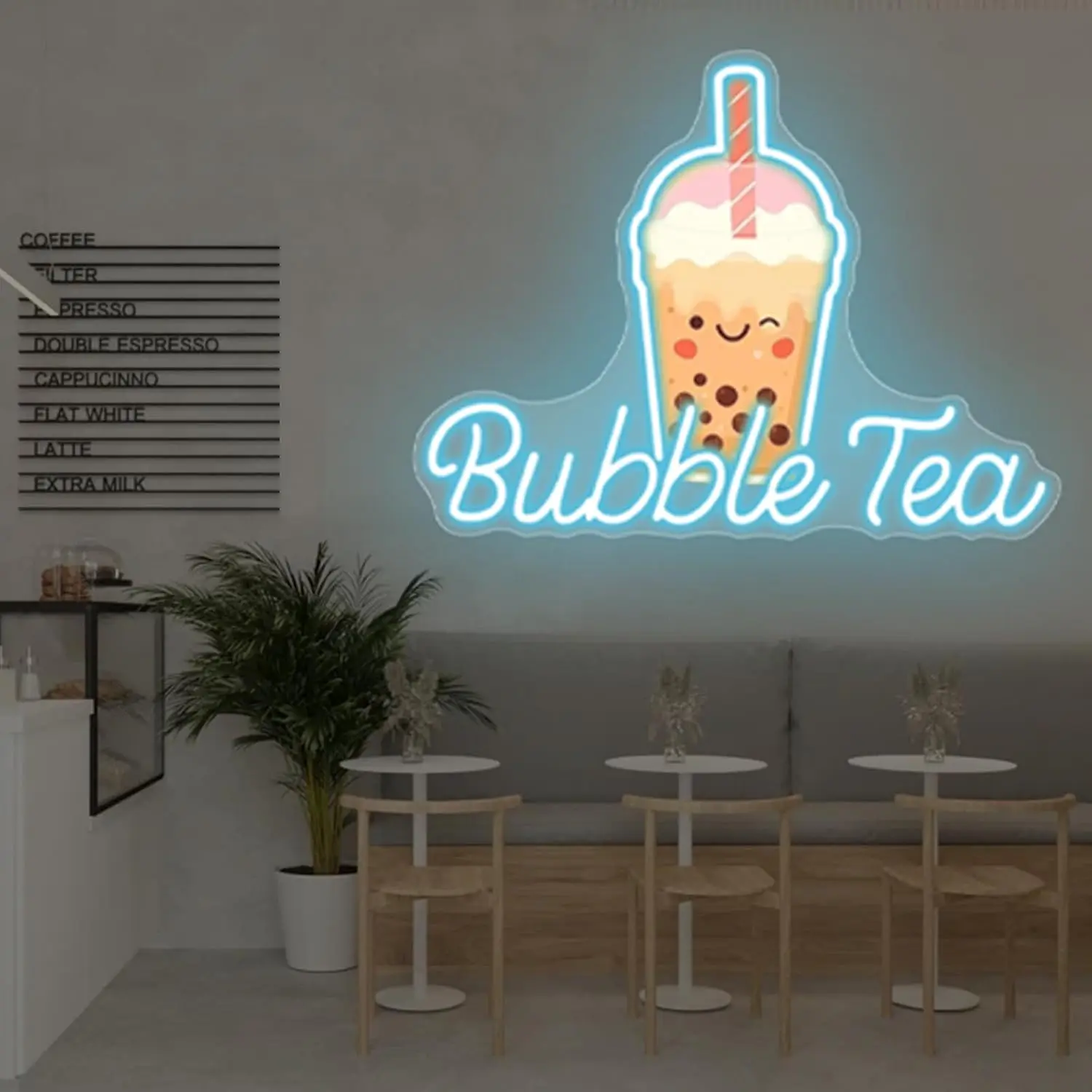 Bubble Tea Neon Sign Buiness USB Powered LED Neon Light for Coffee Drink Coffee Restaurant Dessert Shop Bedroom Decorations Gift