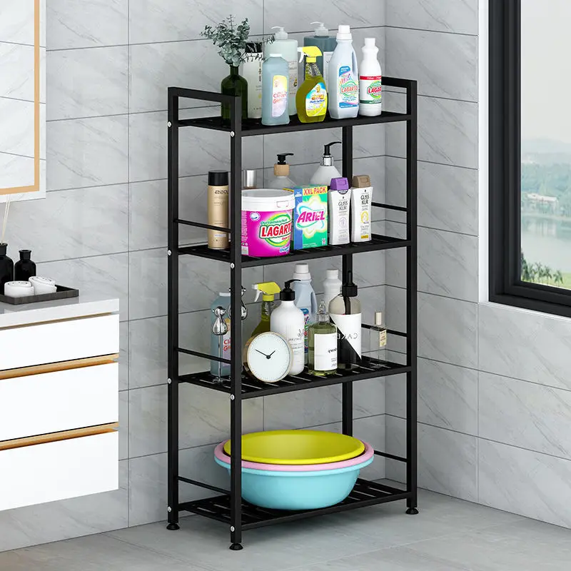 4 Tier Bathroom Storage Open Shelf Unit Free-Standing Metal Corner Rack Shelving for Kitchen, Living Room, Hallway