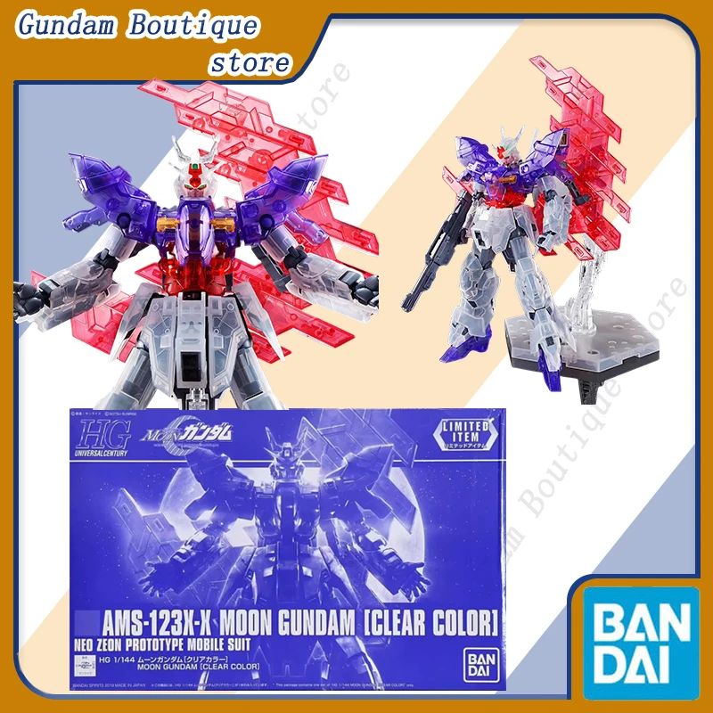 

Bandai натуральная HG AMS-123X-X MOON GUNDAM [прозрачный цвет] аниме фигурка робота Коллекционная сборная модель игрушки подарок детям