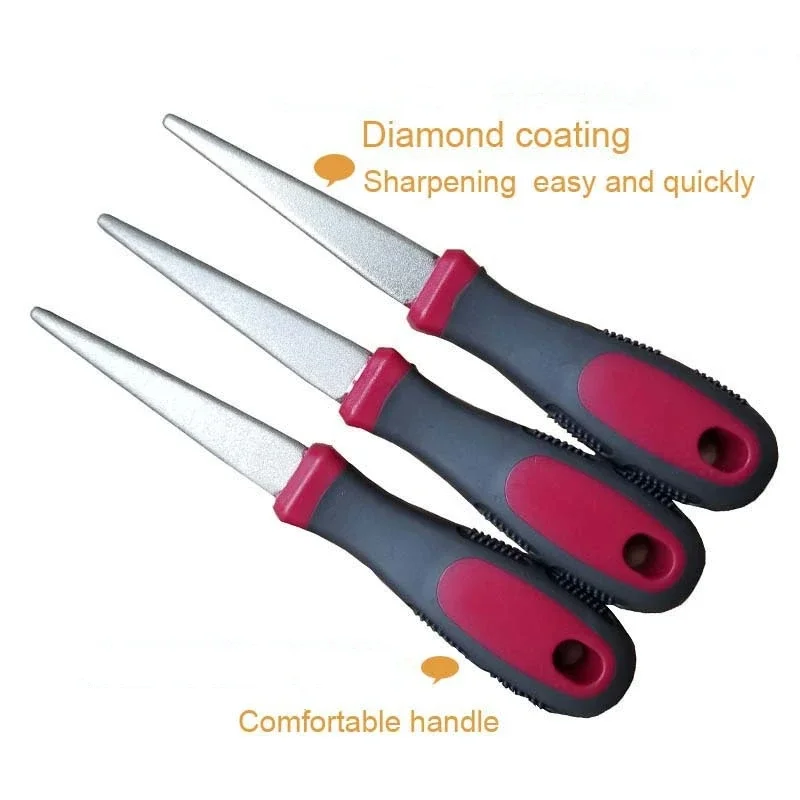 Diamond Sharpening Rod Metal Dual Grit File For Scissors Knives Garden Tools Flat Curved Sides Handheld Sharpener Home Supplies