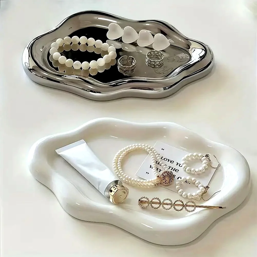 Jewelry Storage Tray Creative Cloud Shapes Plastic Trays Electroplated Jewelry Earrings Ring Display Plates Photo Props For Wome
