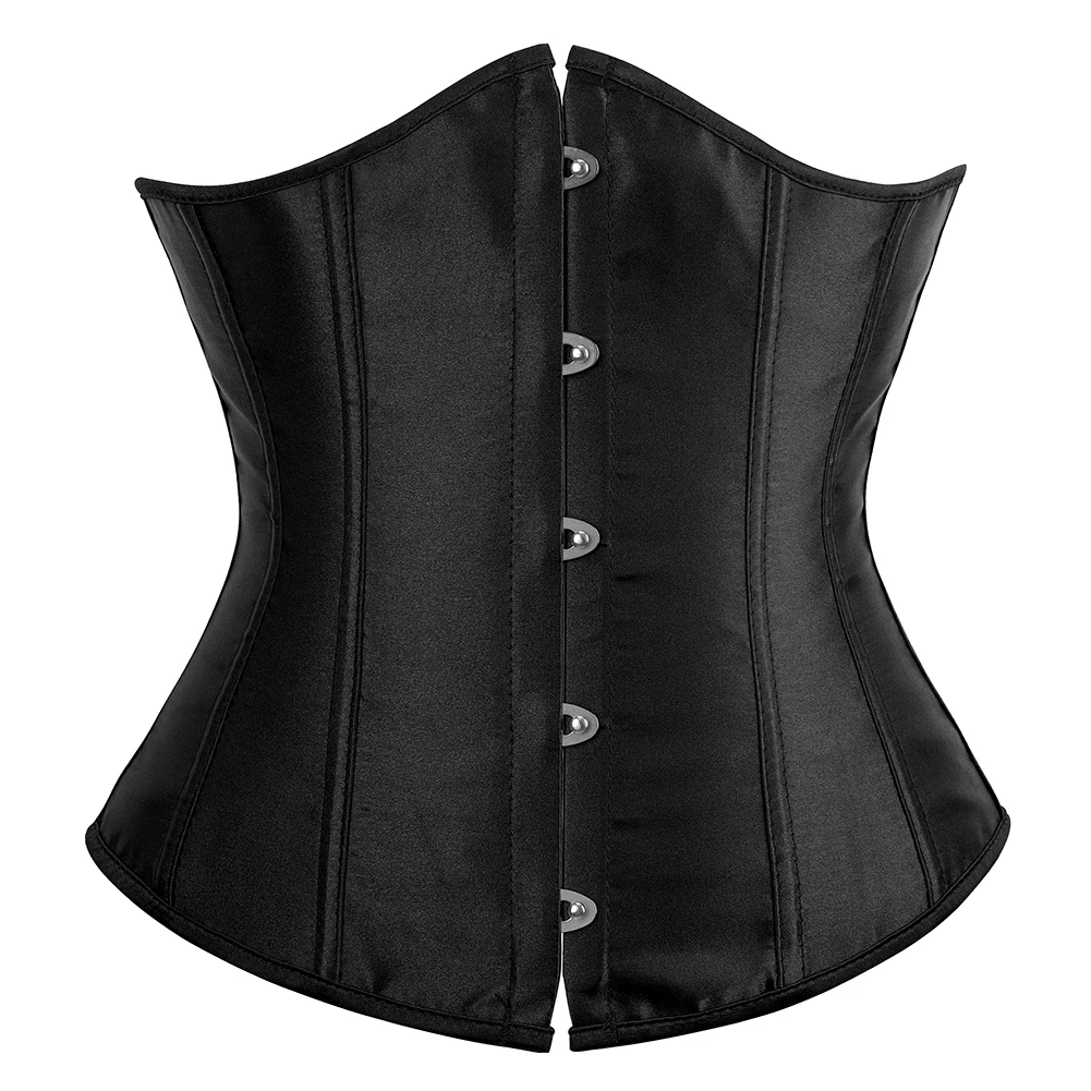 Espartilho mujer cetim underbust korset gótico korsett para mulher sexy gorset minceur preto korse gótico femme osso espartilhos