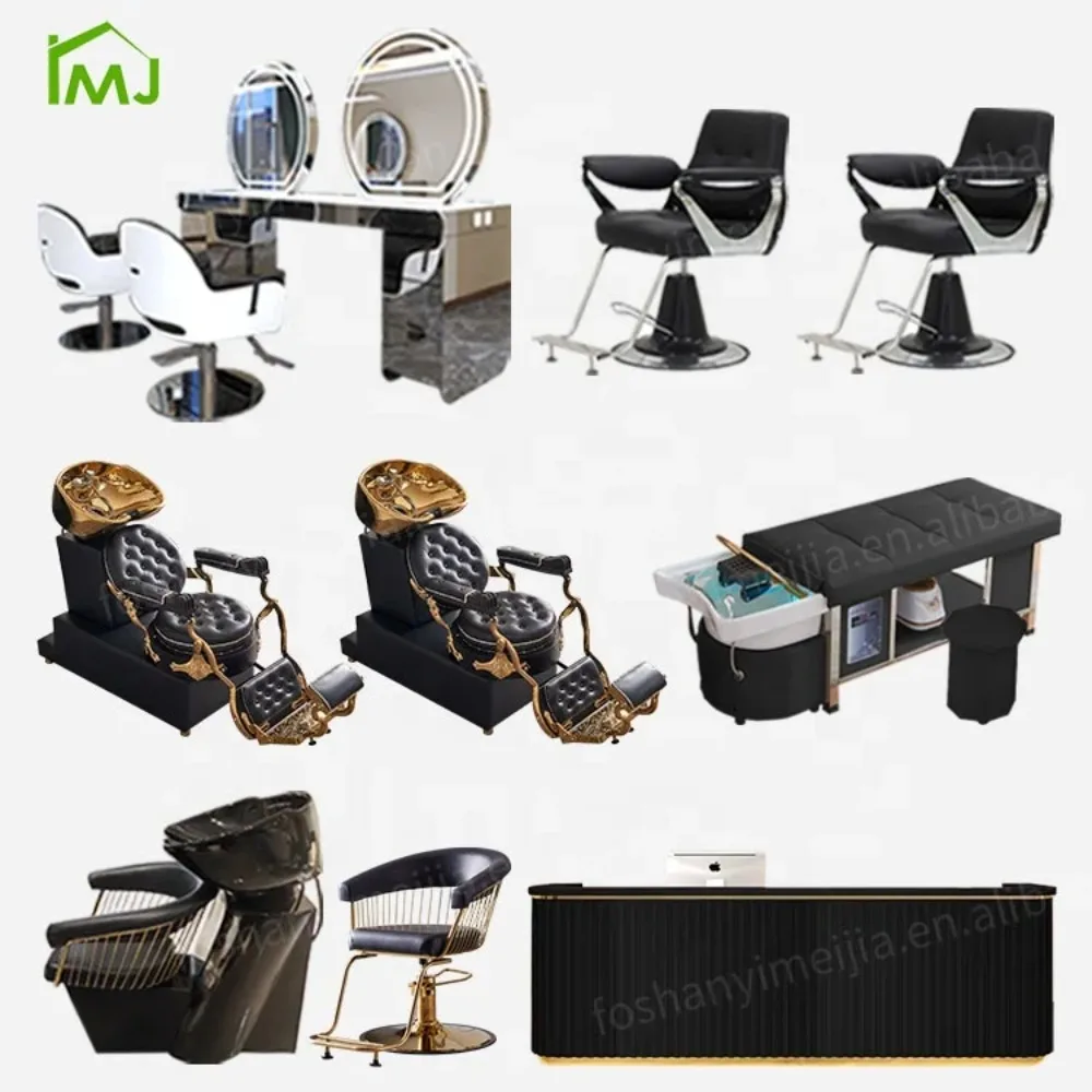 

Custom Beauty Salon Station Furniture Set Shampoo Bed and Chair and Mirrors Set for Sale