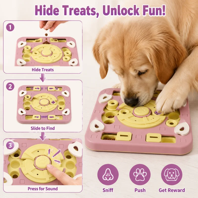 Dog Treat Dispenser Puzzle Toy Interactive Slow Feeder Bowl Mental Stimulation Dog Enrichment Toy for Boredom Anxiety Relief