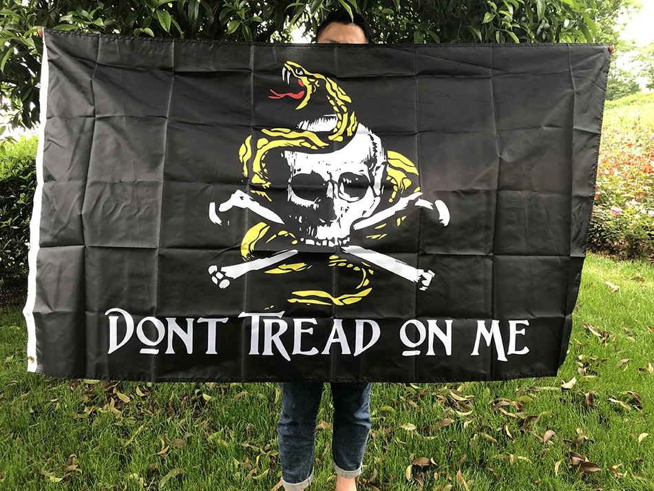 

SKY FLAG free shipping 90x150cm Skull Gadsden Snake Flag 3x5ft Dont Tread On Me hanging polyester Banner indoor outdoor decor