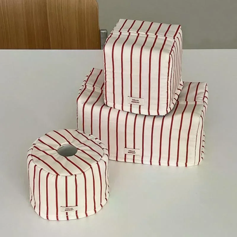 Stripe Tissue Case Vintage Living Room Tissue Box Paper Holder Tissue Pouch Kitchen Storage & Organization Desktop Decoration