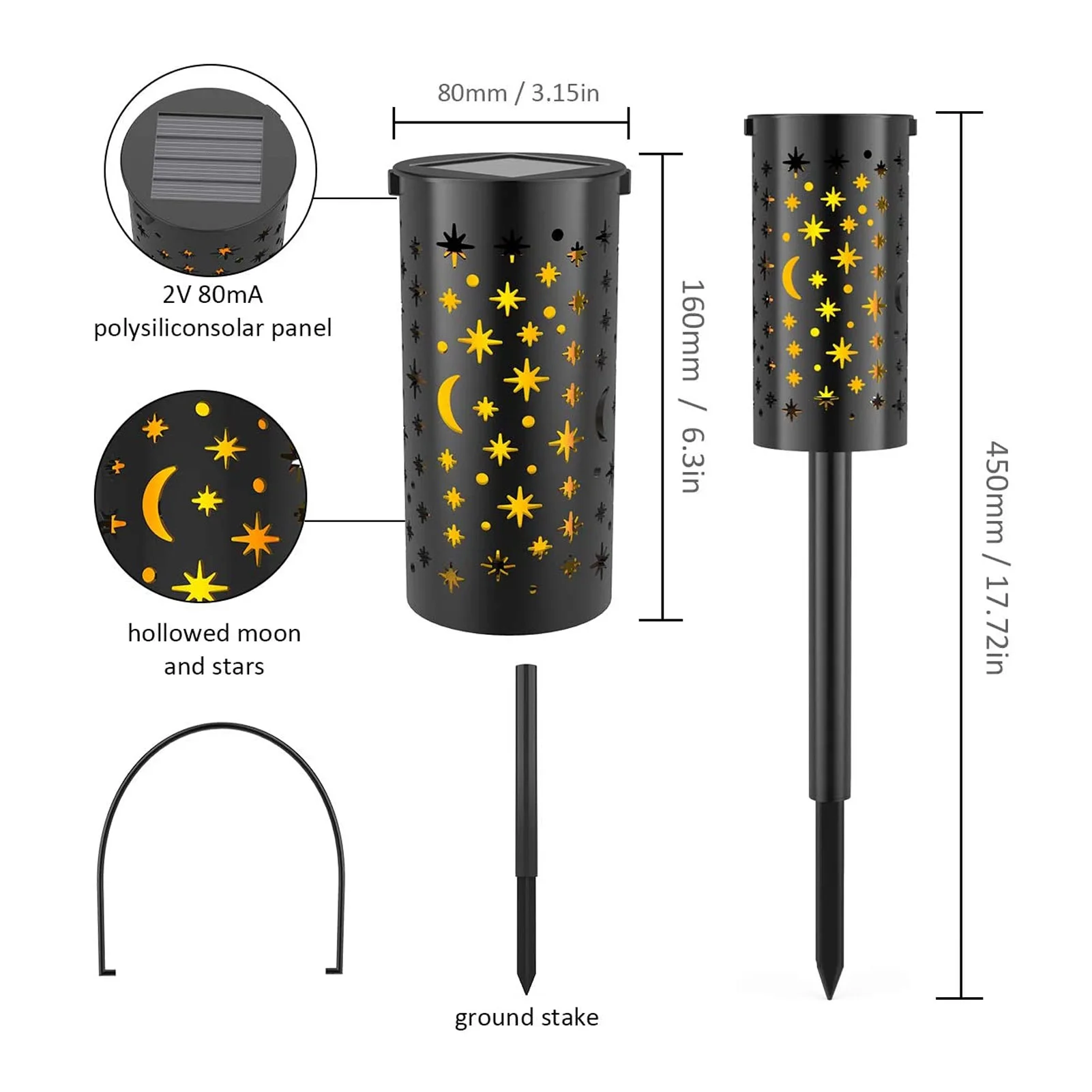6 Zestawów LED Solarnych Lamp Ogrodowych Wodoodpornych do Krajobrazu Gwiazda Księżyc Lampa Gruntowa do Ogrodu, na Patio, Ścieżkę