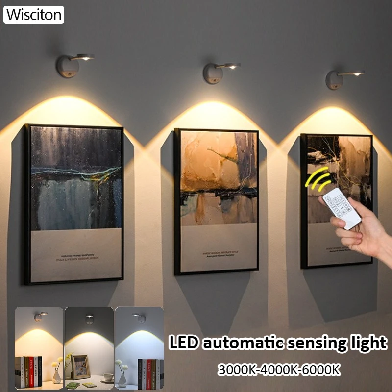 

LED Wall Sensor Light Human Body Sensing Night Lighting Dimming Spotlight Atmosphere Light for Exhibition Halls/room/desk