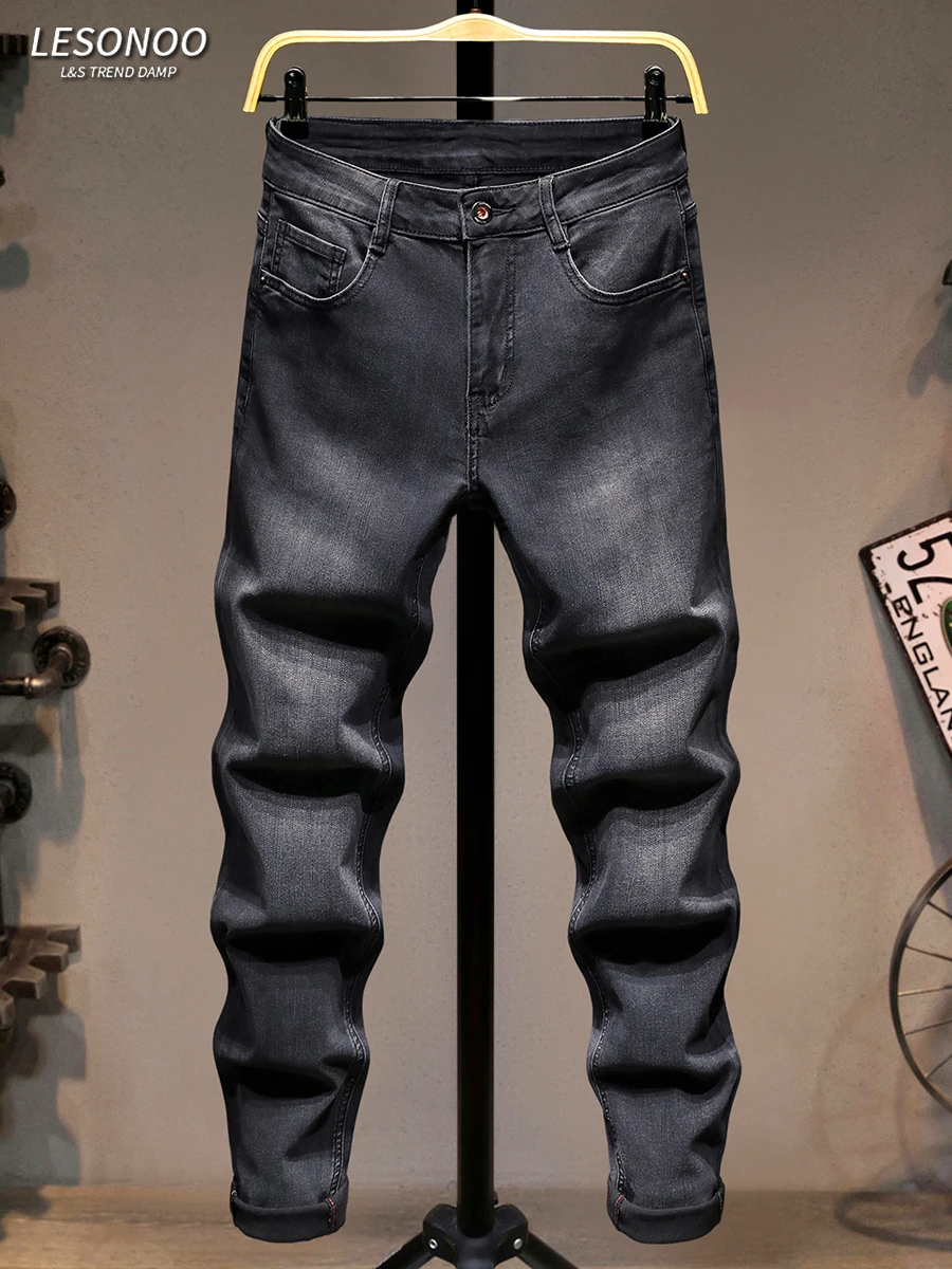 

Повседневные джинсы Slim Fit для мужчин, летние тонкие модные джинсы из эластичного хлопка, молодежные износостойкие джинсы прямого кроя