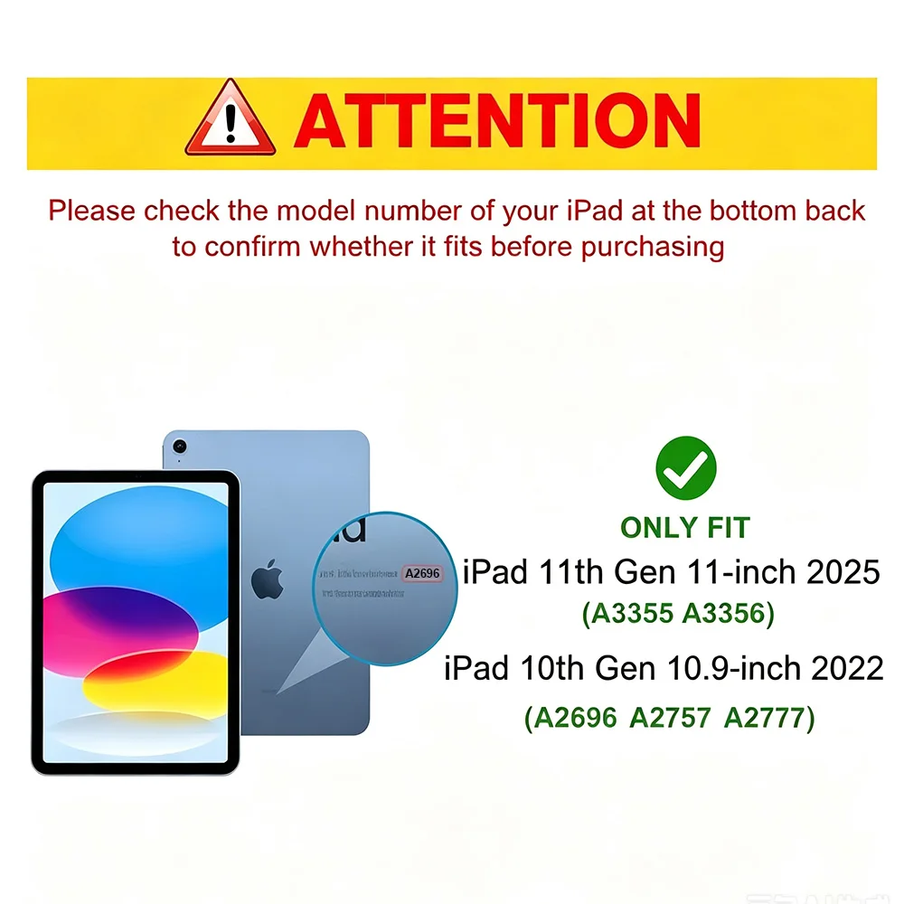 Stand Case for iPad 10th (A2757/A2777/A2696)/iPad 11th A16 (A3355/A3356), Tri-fold Clear Acrylic Protective Sleeve with Pen Slot