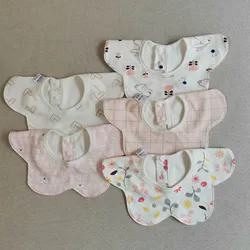 5 Pieces/Lot Baby Bibs Waterproof Round Neck 360 Degree Rotatable Infant Feeding Burp Cloth Newborn Drooling Saliva Towels