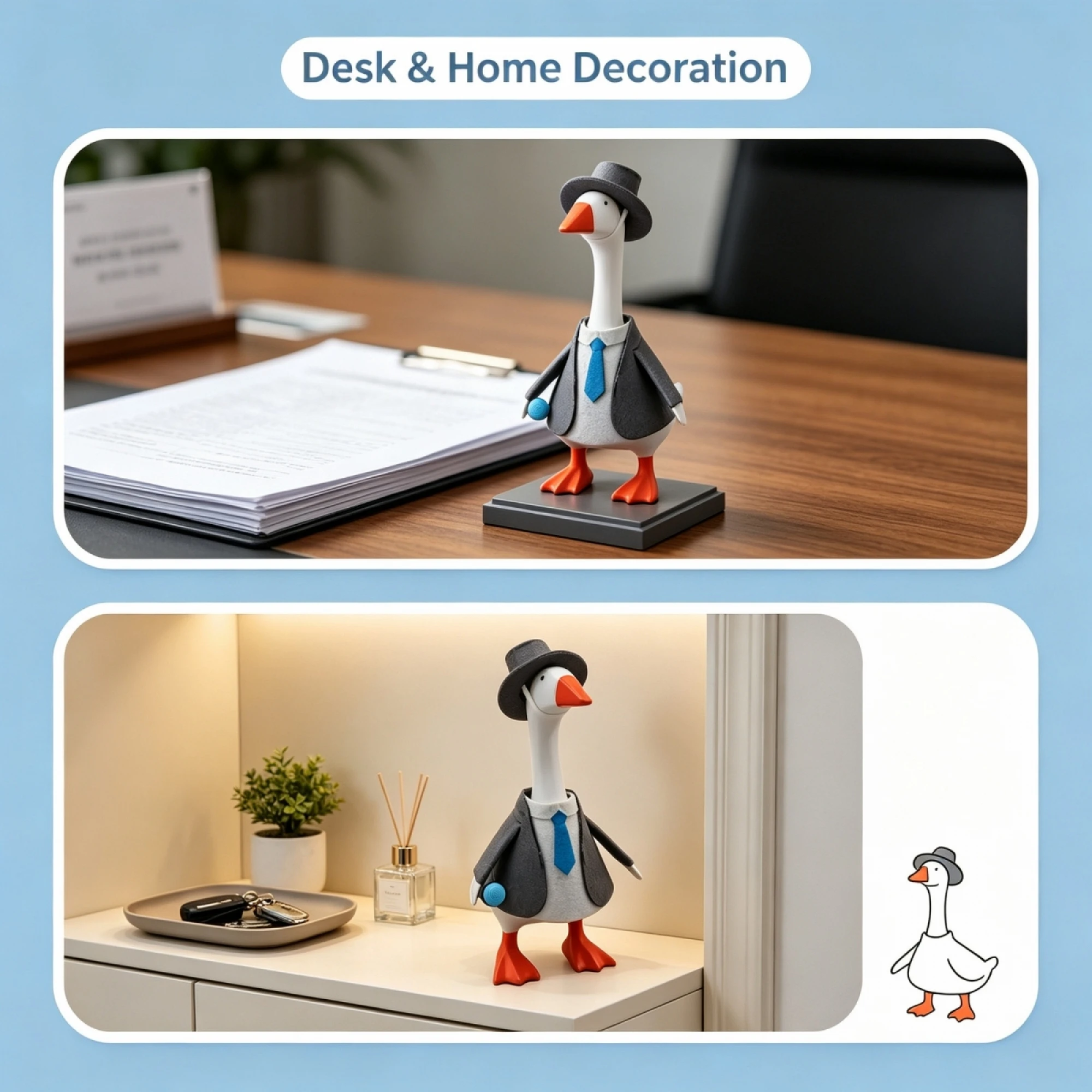 7 inch Desk Goose Outfit Mini Goose Business Costume and Top Hat for Party