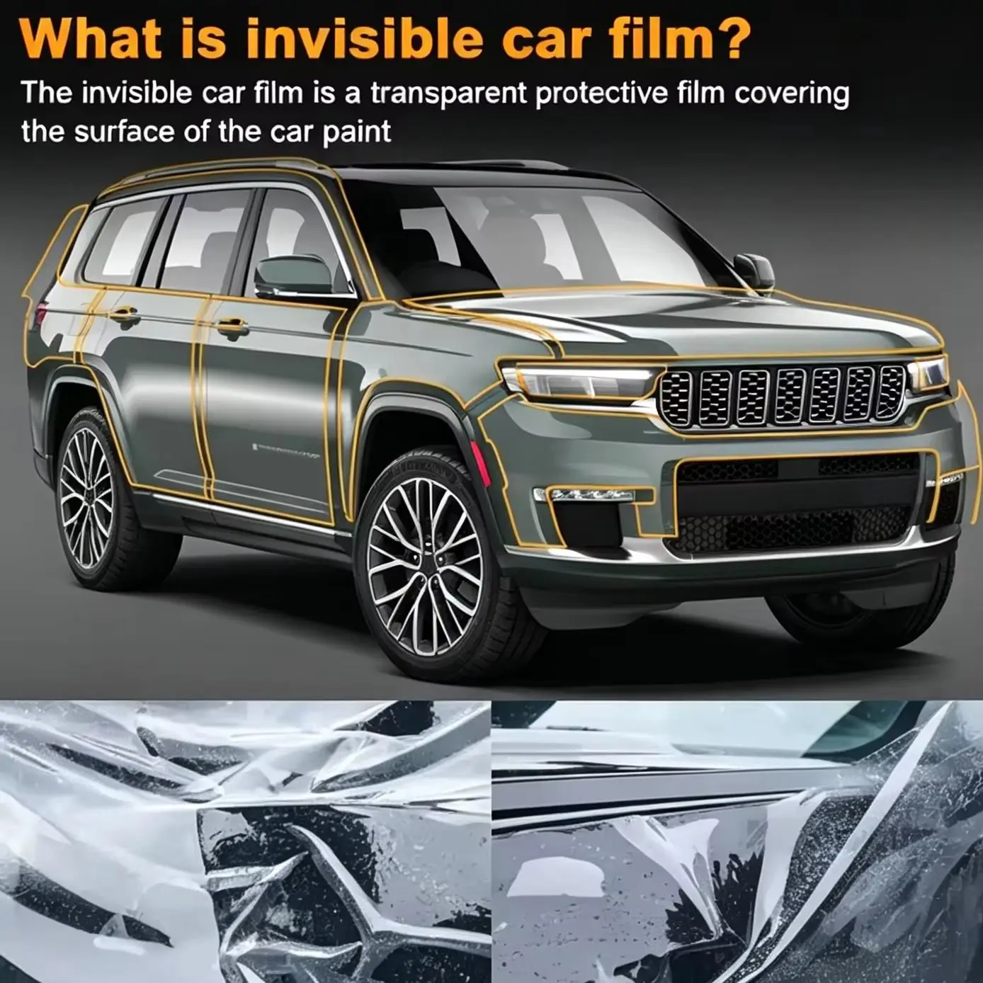 9Mil TPU Scratch-resistant Paint Protection Film For Jeep Grand Cherokee Extended Edition 2021-2025 Transparent Bra Per-cut PPF
