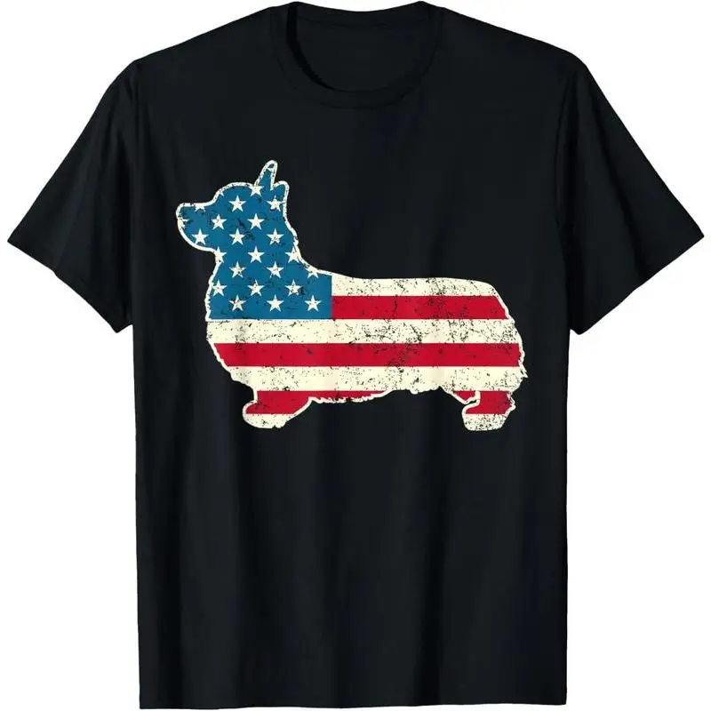 

Funny Corgi T-shirt, Vintage American Flag Dog Graphic Tee, Patriotic Pet Lover Gift, USA Corgi Lovers Shirts