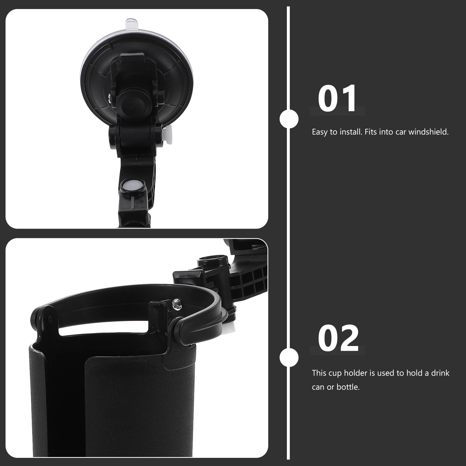 

Universal Car Cup Holder Water Bottle Drink Stand Suction Mount Windshield Spill Proof Durable Plastic Portable For All Vehicles