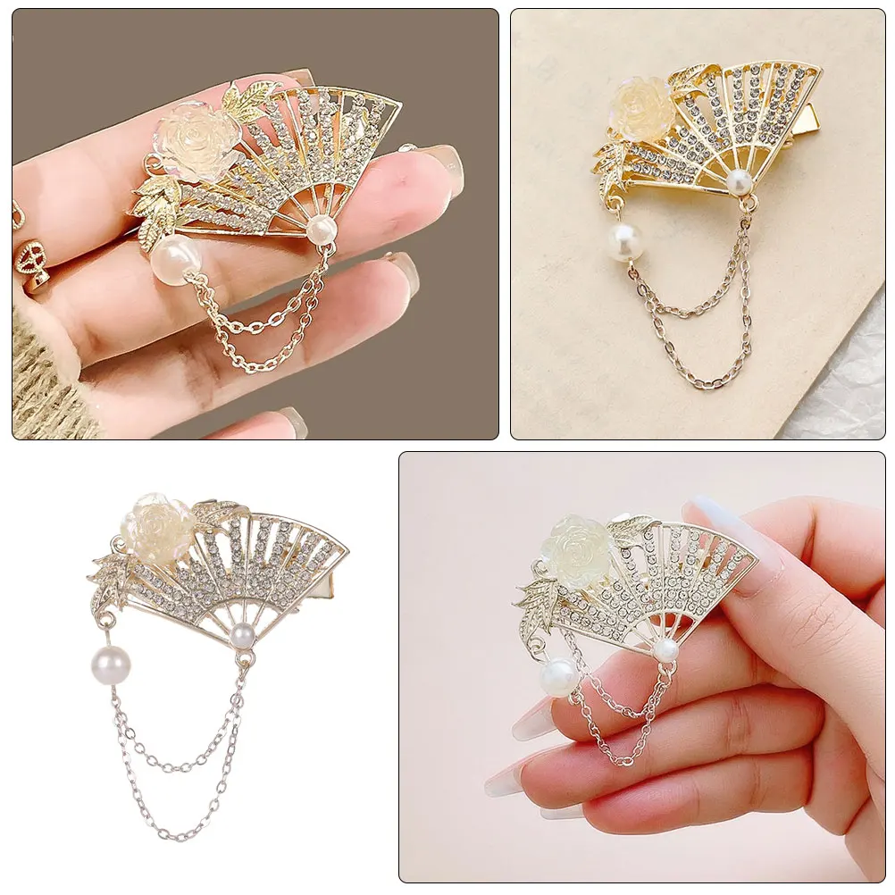 

Fan Shaped Clip Tassel Gold Color Women Hanfu Accessories Asian Hairpins Metal Clips for Hair Clips For Wedding Wedding