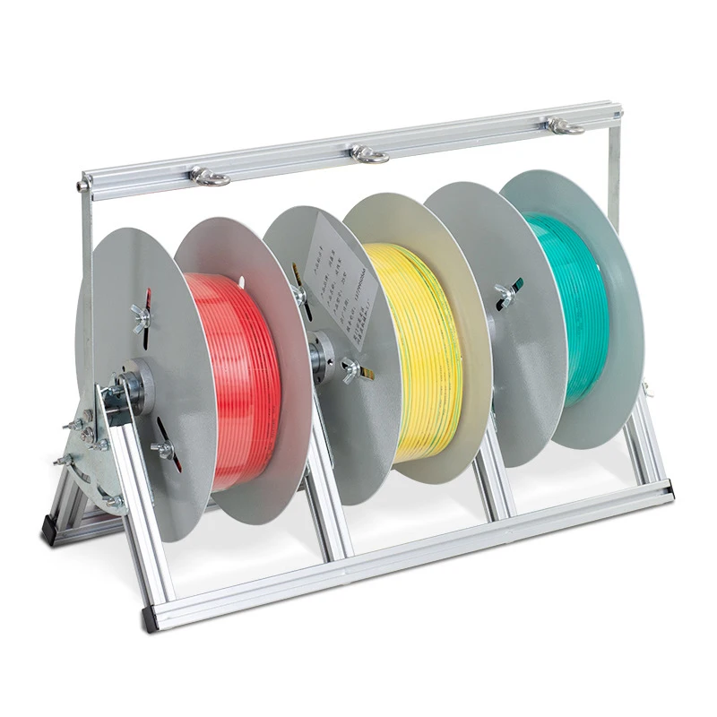 

Pay-off rack Manual pay-off device Three-reel pay-off reel Cable reel wheel Independent reel with brake design