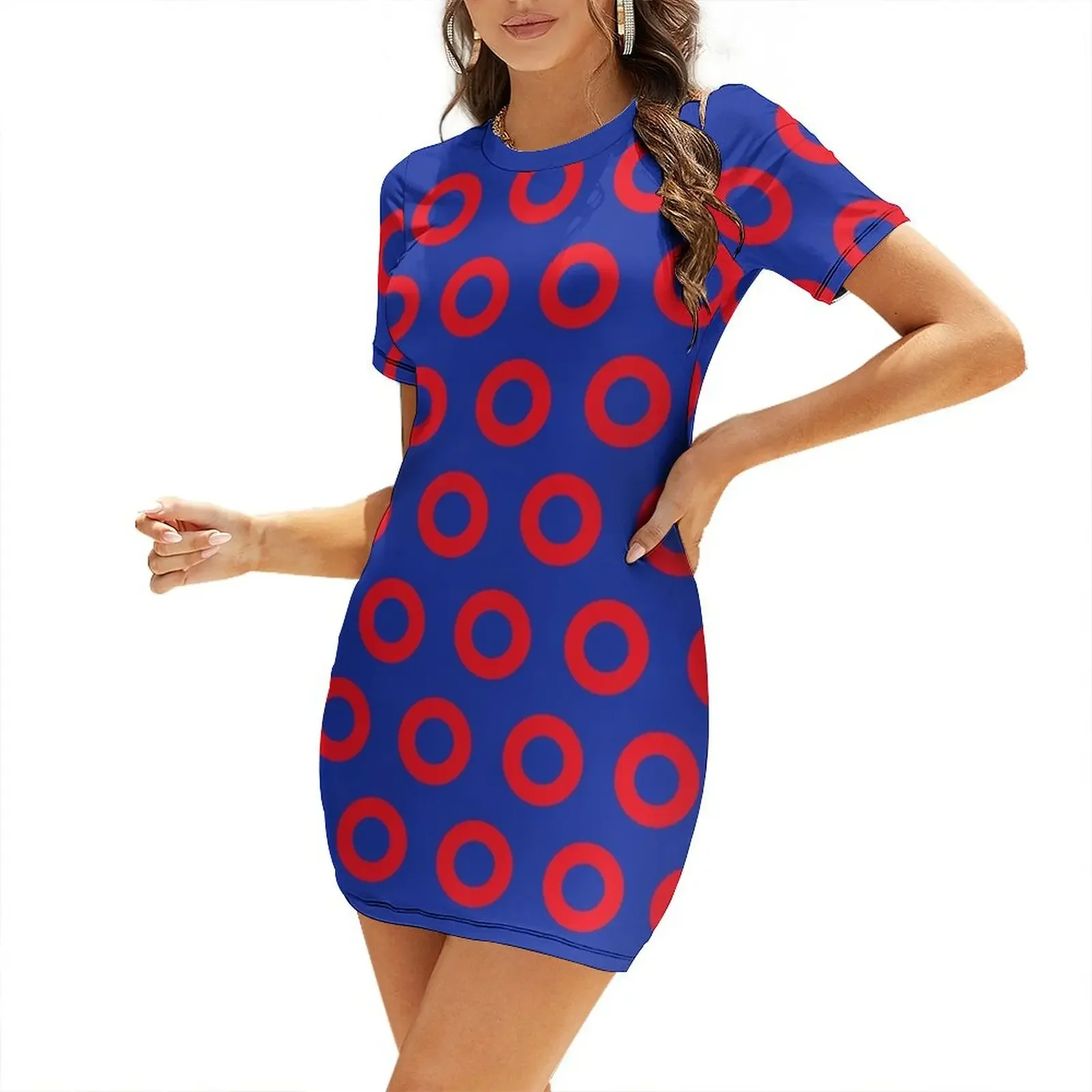 

Jon Fishman - Phish Drummer Red Circle Print Short-Sleeved Dress dress korean style Dress