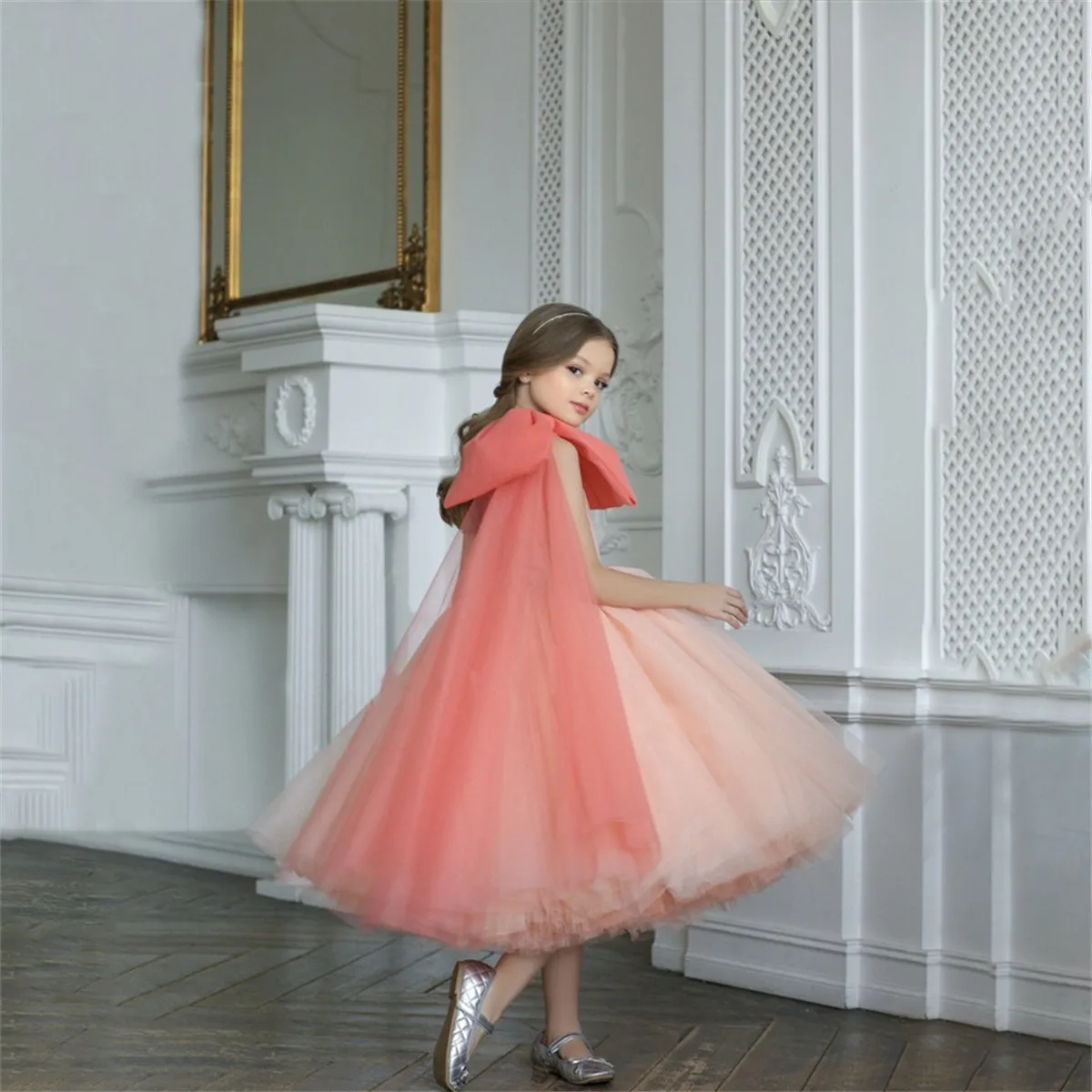 Flower Girl Dresses Elegant Puffy Lavender One Shoulder For Wedding Party Princess Ball Gown Big Bow First Communion Formal Wear