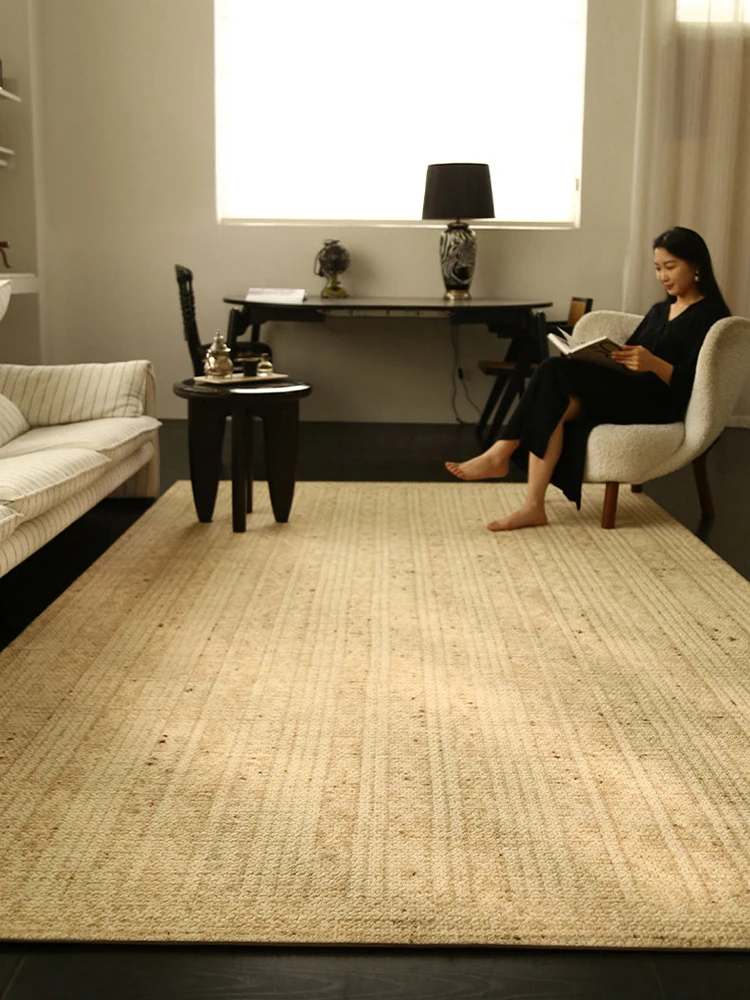 Solid Color Simple Carpet for Living Room Chinese Style Modern Large Wool Area Rug Floor Rug New Thick Bedroom Rug Non-slip Mat