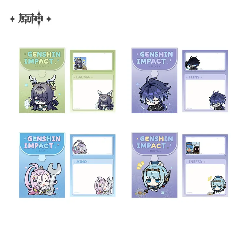 [Genuine] miHoYo Game Genshin Impact Nod-Krai Q-version Series Vertical Memo Pad Ineffa Flins Lauma Anime Prop Cosplay Xmas Gift