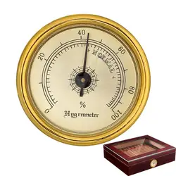 1pcs Brass Analog Hygrometer 45mm Mechanical High Accuracy Analog Humidor Hygrometer With Back Magnet Humidity Tester For Guitar