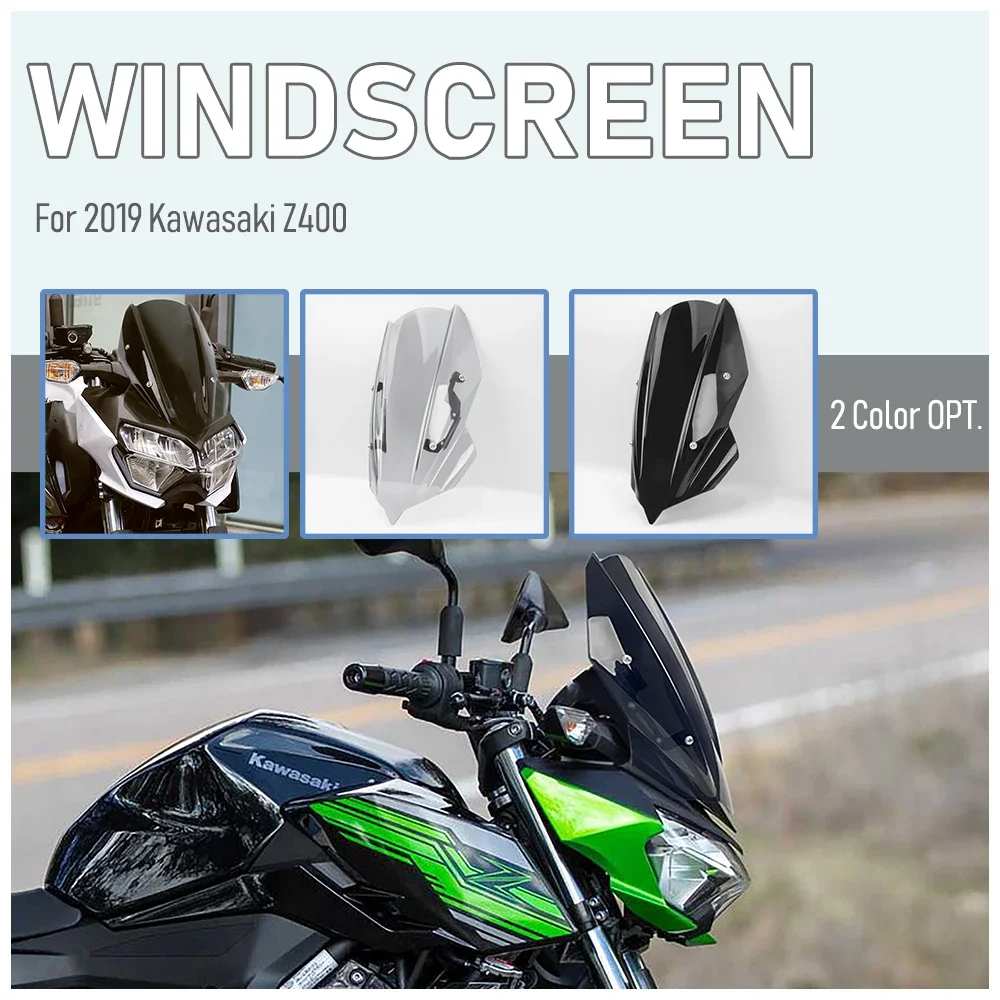 

For 2019-2022 Kawasaki Z 400 250 19 20 Z250 Z400 2020 2021 Motorcycle Windshield Windscreen Wind Deflector Flyscreen Protector
