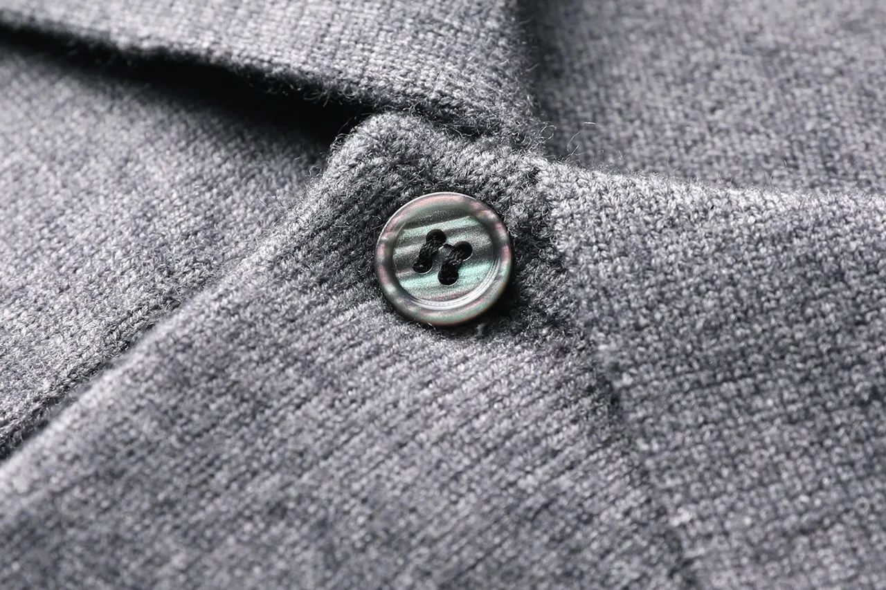 Herren Wollmischung Polo-Pullover Schwergewichtiger Warmer Strickpullover Anti-Pilling Weicher Griff Langarm-Pullover Herbst Winter – Detail 3