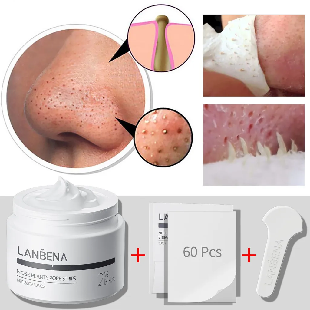 LANBENA Blackhead Removing Nose Strips and Pore Minimizing Serum Set Nose Mask