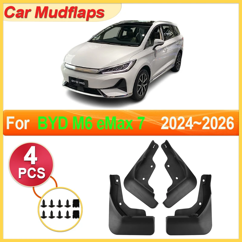 

4PCS Car Mudguards Parts For BYD M6 eMax 7 2024 2025 2026 Front Rear Wheel Mudflap Fender Flare Cover Guard Auto Mud Accessories