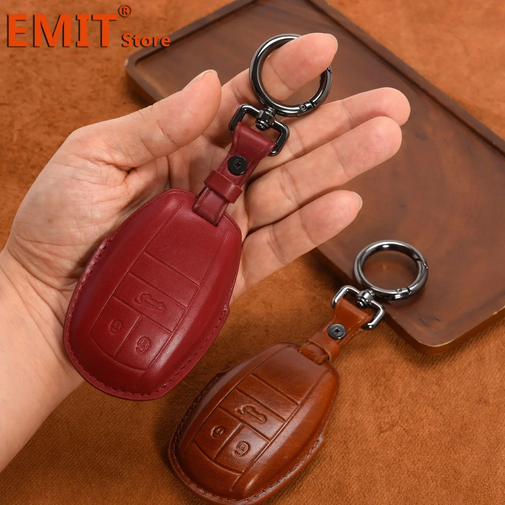 Handmade Leather Key Fob for Bentley Bentayga Continental Flying Spur Mulsanne PHEV Continental GT Cover Case Car Accessories