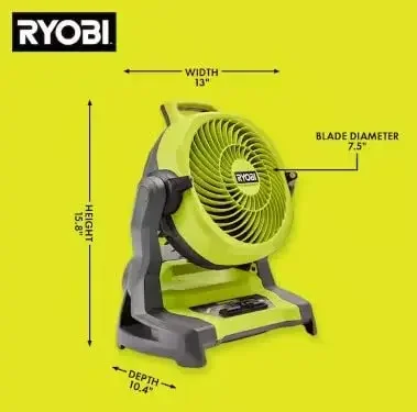 18V Cordless 7-1/2 in. Bucket Top Misting Fan Kit with 1.5 Ah Battery and Charger Yellow/Black Medium PCL851K