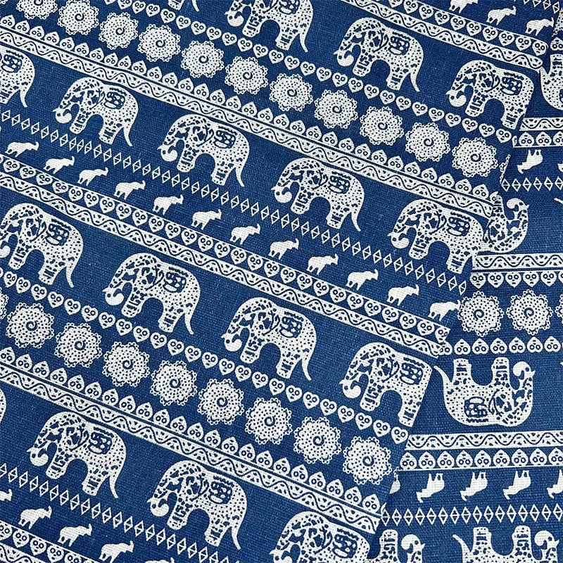 Tkanina w stylu retro boho z kwiatowym wzorem, mieszanka bawełny i lnu, miękka tkanina dekoracyjna na obrus, narzutę na sofę, zasłonę okienną i do dekoracji wnętrz