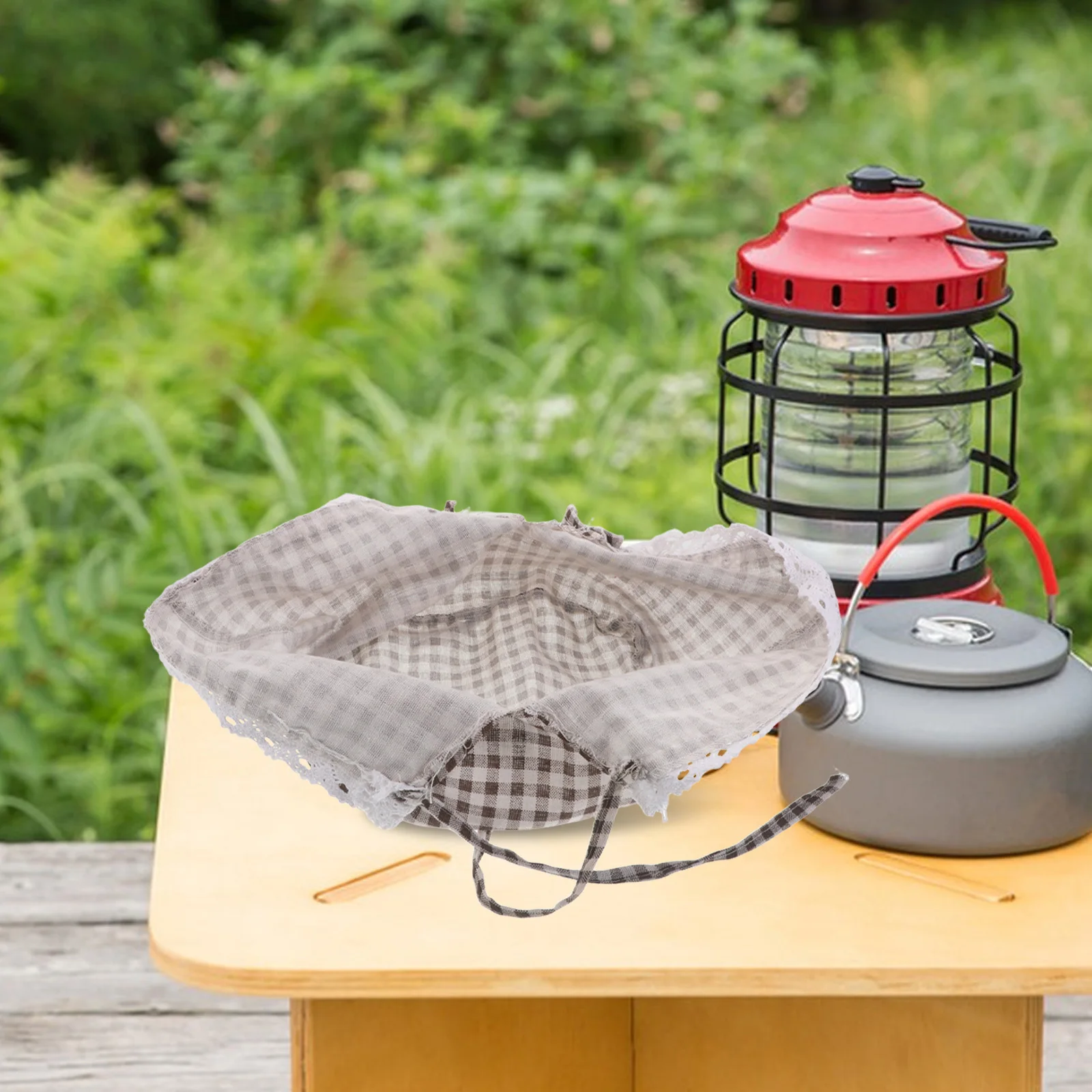 

Farmhouse Basket Liner Cloth Plaid Pattern for Wicker Rattan Picnic Baskets Reusable Fabric Insert for Decorative Storage