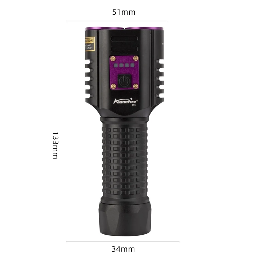 Alonefire SV72 20W UV Flashlight 365 Black light Ultraviolet Torch Fluorescent Oil Pollution Detection 2 in 1 white light+Purple